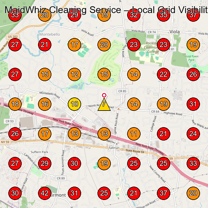 MaidWhiz Cleaning Service GeoGrid visibility map for Servicio De Limpieza Doma(C)Stica in Trailer Park